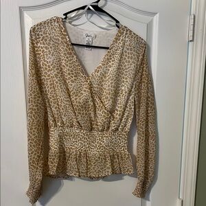 Japna Tan Cream Wrap Peplum Blouse